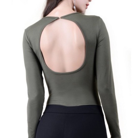 Lady's Long Sleeve Open Back Bodysuit (BS1009_DOL) - Picture 2 of 5